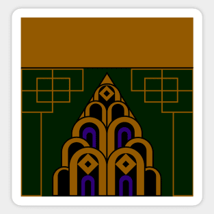 Art Deco Skyline - Gold, Green, Purple Sticker